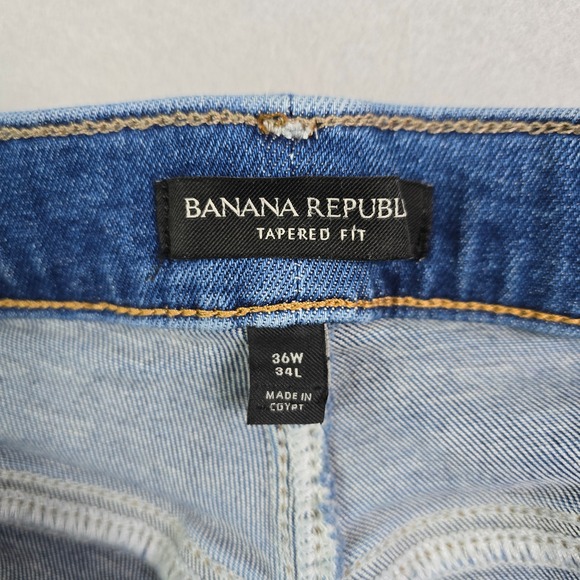 Banana Republic Tapered Fit Jeans Mens 36x34 (36x33) Blue Medium Wash Stretch - Picture 6 of 9